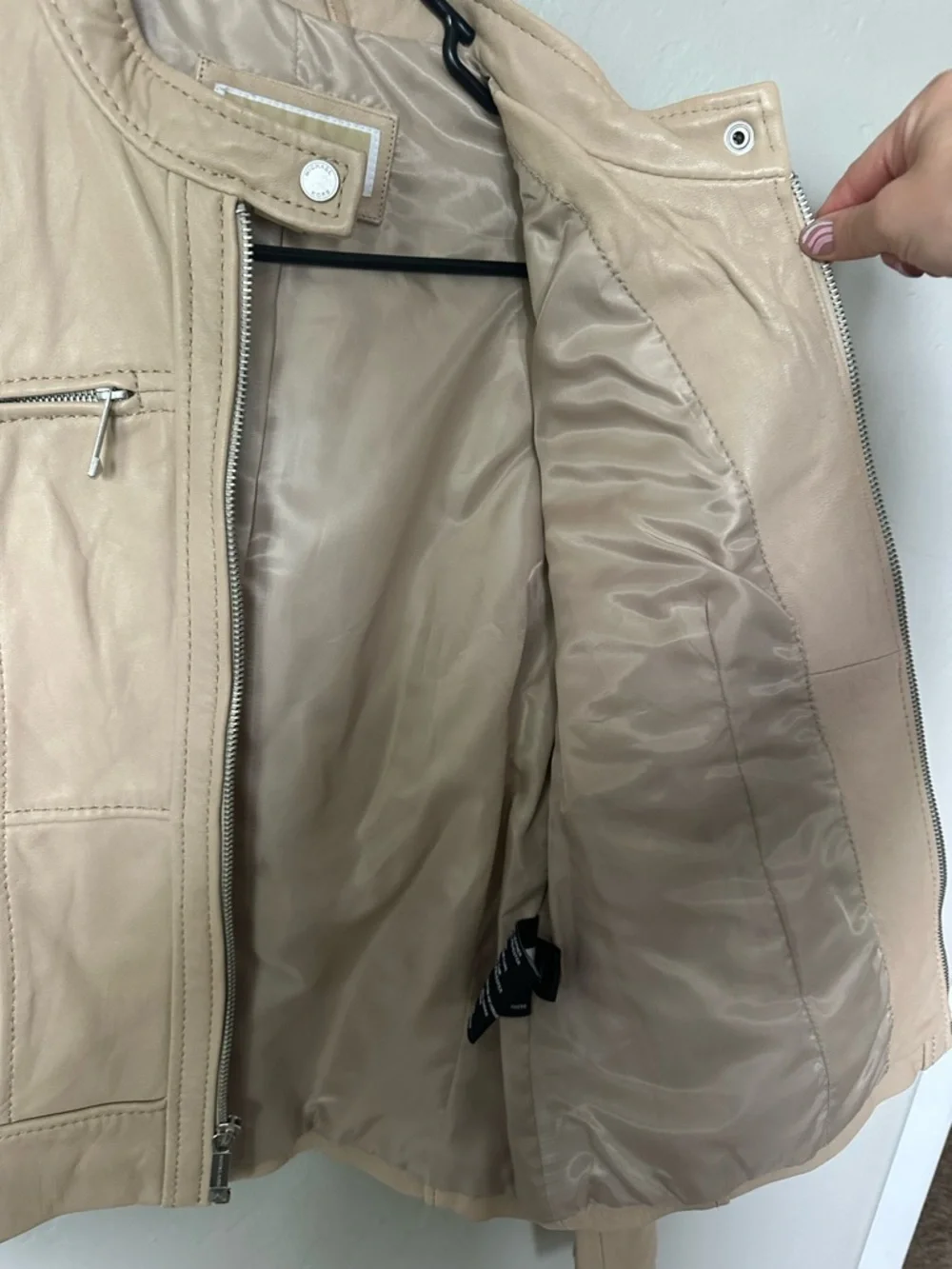 Michael Kors Leather Moto Zip Pocket Jacket - Picture 7 of 7